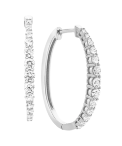 STUNNING DIAMOND OVAL HOOPS,<br/> 1 CARAT